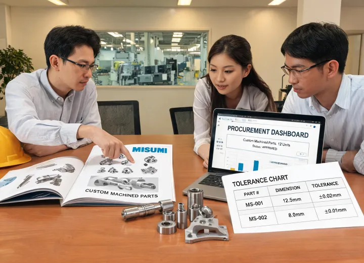 Procurement team reviewing catalog and custom part records