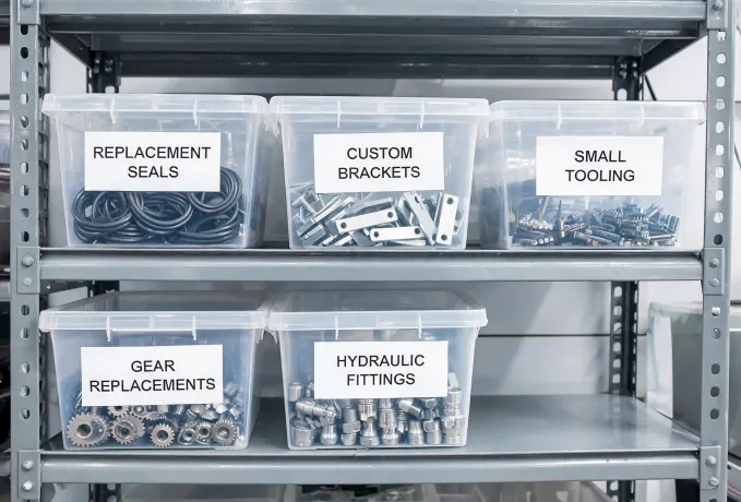 Maintenance and machine builder parts staged for reuse