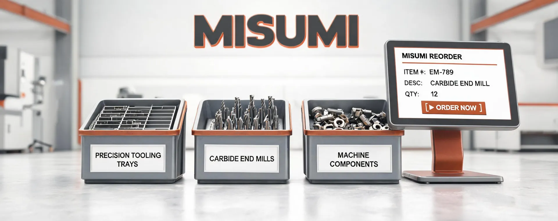 Misumi tooling and machine components staged for procurement review
