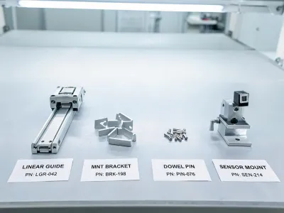 Factory automation components arranged on an assembly bench